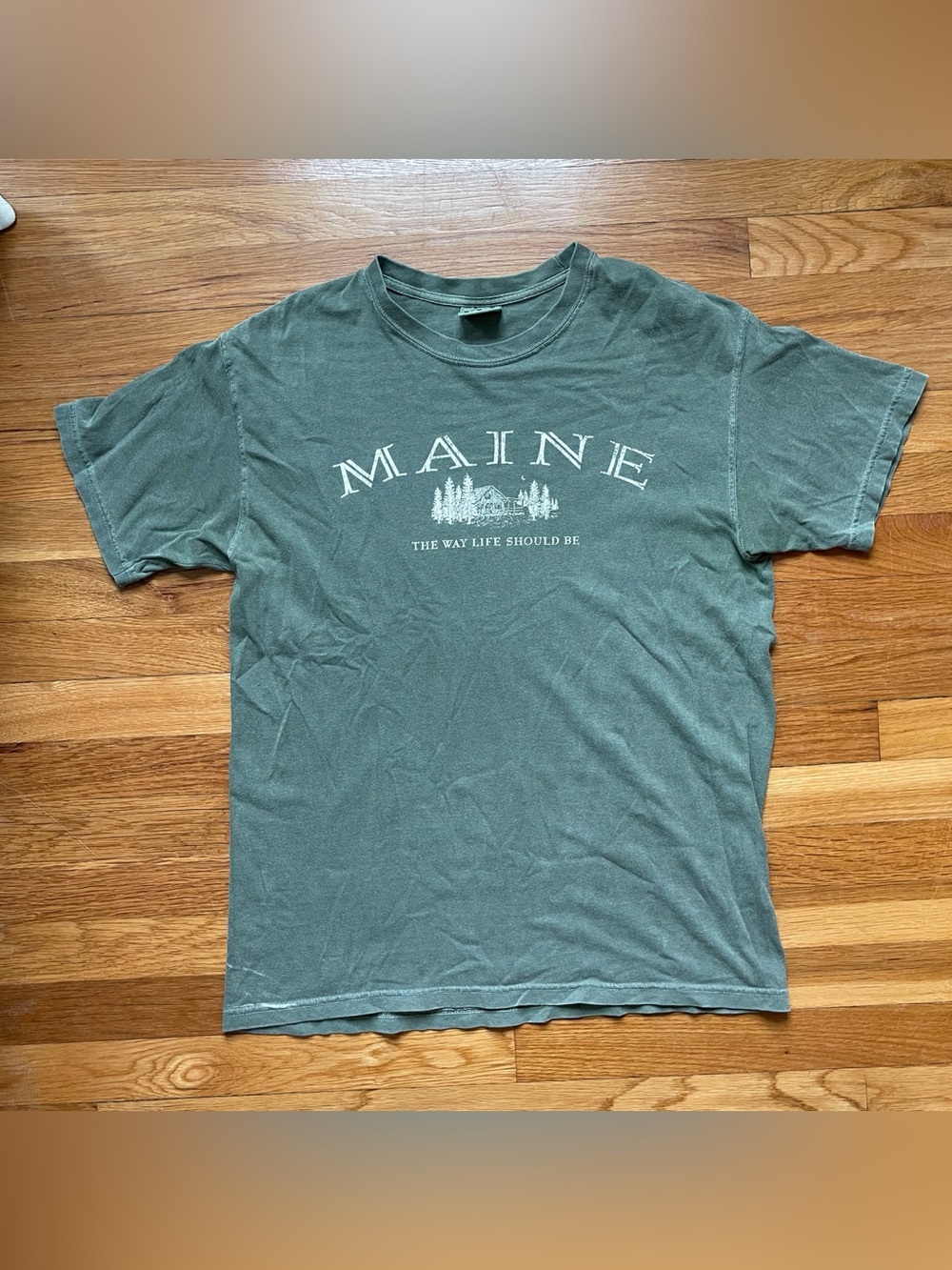 Comfort Colors green Maine cotton t-shirt “Maine The Way Life Should Be” medium